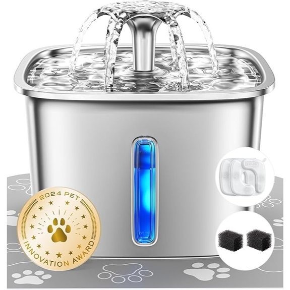 Veken Stainless Steel Cat Water Fountain (95oz)